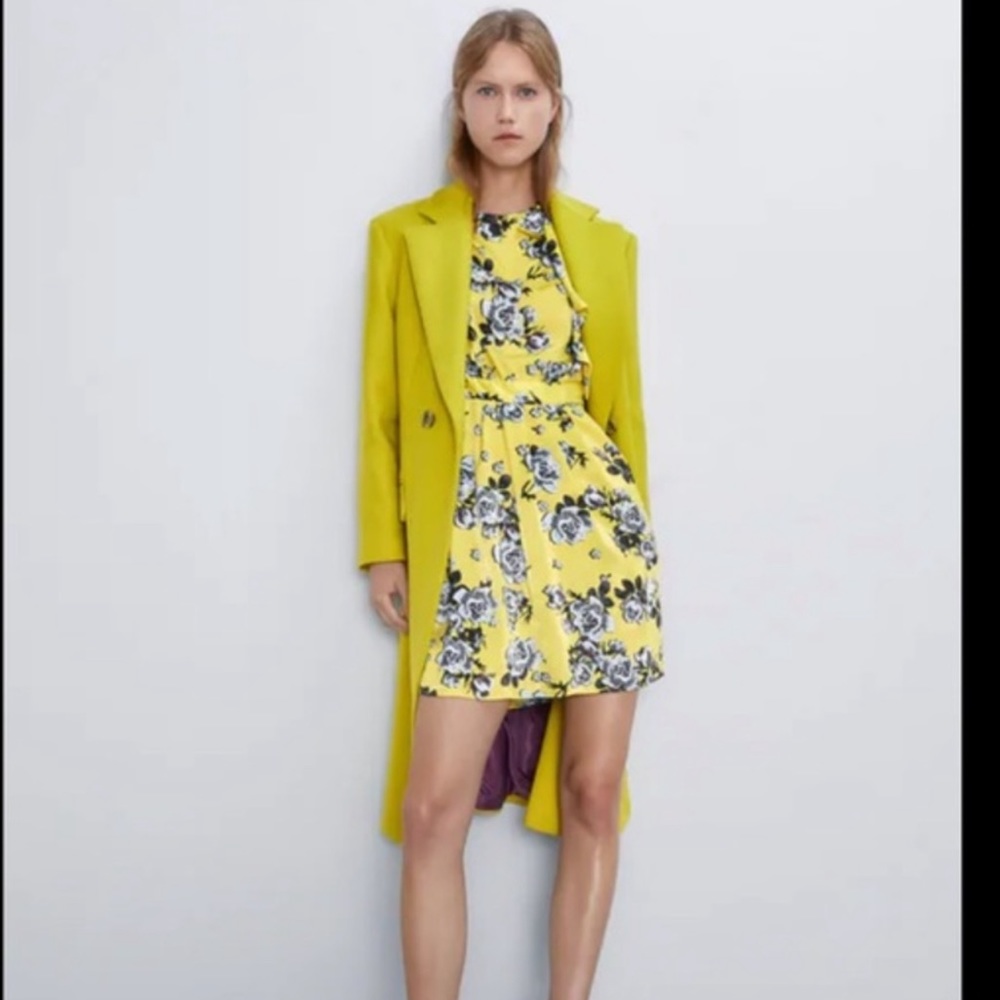 NWT! Bloggers Fave Zara Yellow Floral Print Dress with Neck bow